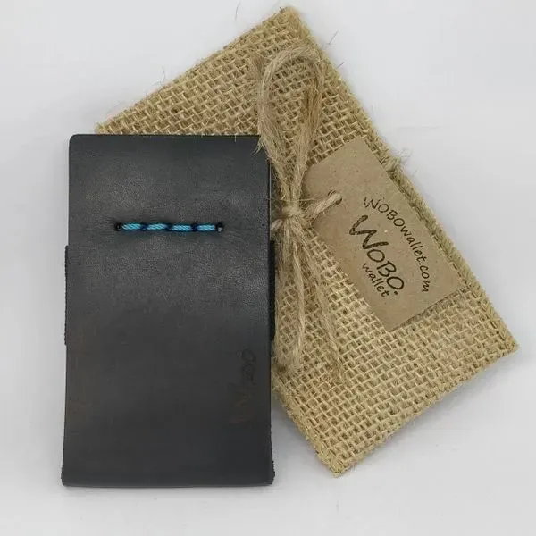 Minimalist wallet on burlap bag