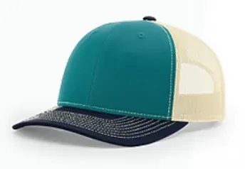 Teal and beige trucker hat
