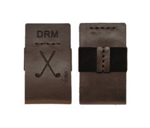 Personalized leather wallet with golf design