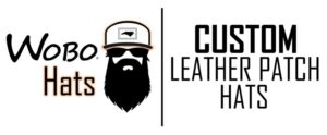 Poster with a picture of a person wearing a custom leather patch hat